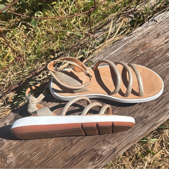 Clarks Jemsa Style Slide Champagne gold leather  Sandal Gold 8 - Picture 6 of 8